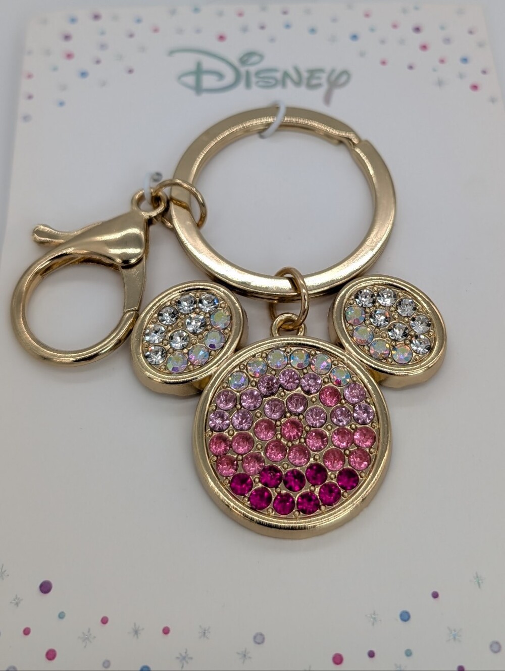Disney Mouse Ear Pink Rhinestone Keychain Purse Charm